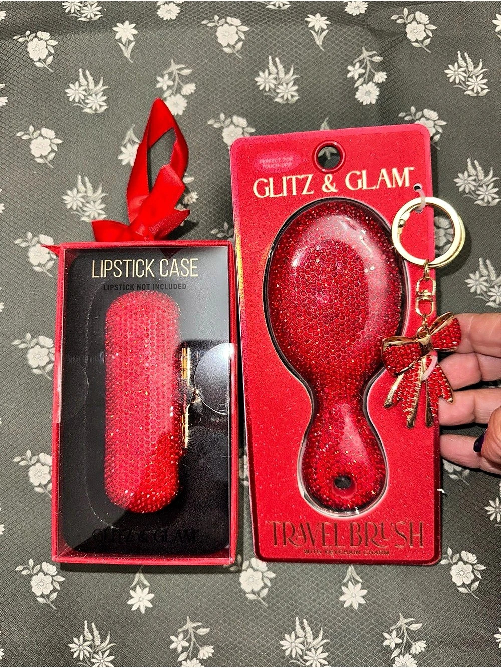 Glitz & Glam Lipstick Case and Keychain Travel Brush Set & Keychain Travel Brush